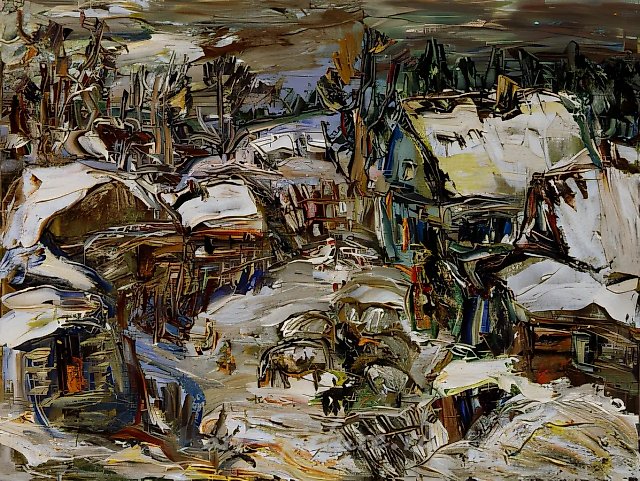 Village Courtyard, 1991, canvas, oil, 60x80