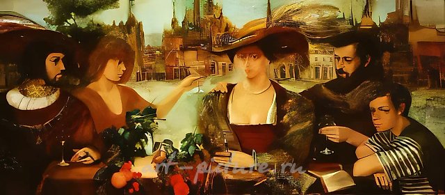 Дивертисмент, 1994, холст, масло, 70х160