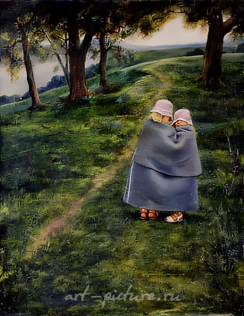 Сёстры, 1988, холст, масло, 80x100. Собственность автора