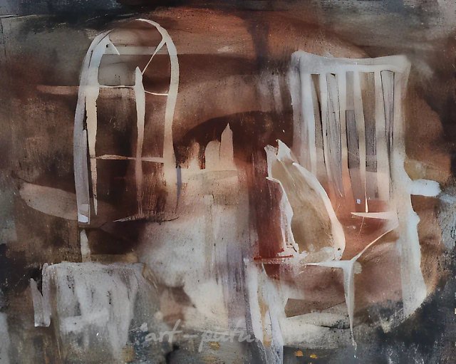 Cat in the interior, 1994, paper, water-colour, 16,5 x 17,5 cm Private collection