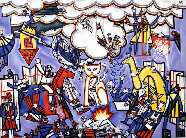 Set design sketch for the play «Mary Poppins». P. Travers, 1978, canvas on plywood, tempera, 100x80. Gorky Youth Theatre