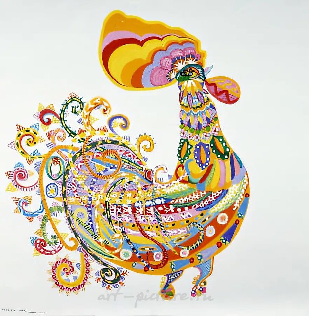 Петушок, 1987, бумага, гуашь, 50x60 см. Частная коллекция фирмы «SOTHEBY» г-на Симона де Пюри