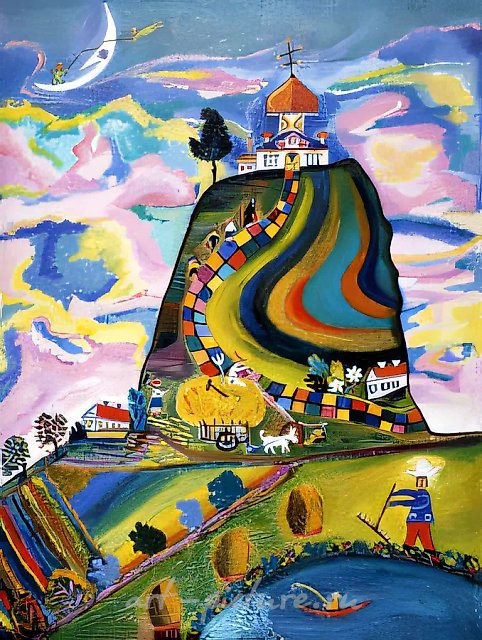 Recollection of My Childhood, 1973, cardboard, oil, 43 x 59 cm The State United Vladimir and Suzdal Historico-architectural and Art Reserve Museum, Suzdal