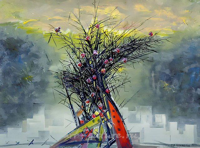 Куст, 1994, холст, масло, 60х80 Коллекция Р.Г.Абдулатипова