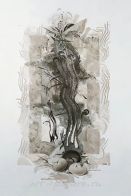Гнездо, 1995, автолитография, 72,5х41,5 Собственность автора