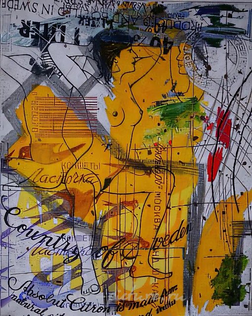 Ласточка, 1995, акрил, масло на холсте, 92x76,5