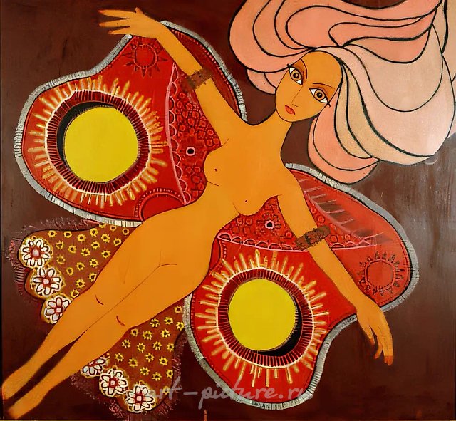 Женщина-бабочка, 1983, оргалит, темпера, 85x90,5 см. Собственность автора