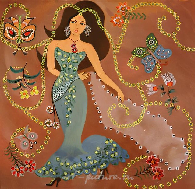 Песня, 1991, оргалит, темпера, 78x80 см. Собственность автора