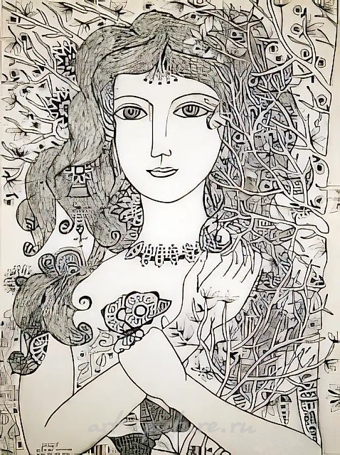 Дриада, 1994, бумага, тушь, перо, 61,5x43 см. Собственность автора