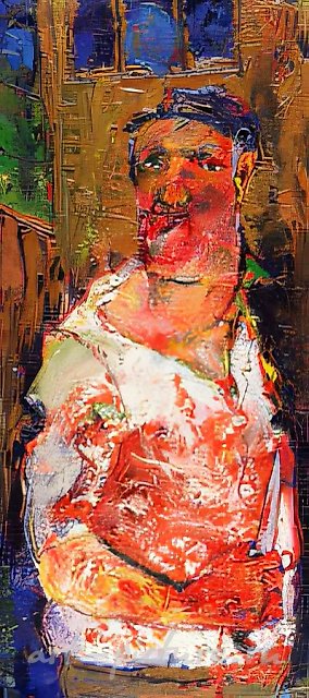 Uncle Vania has killed a pig, 1973, orgalyth, oil,   Private collection, Russia