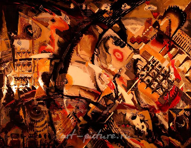 Полёт вниз головой, 1997, акрил на металле, 82x101. Фирма «Союз», Москва