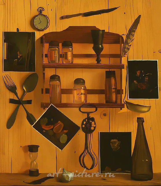 厨房静物画《幻觉》，1995年，布面油画，60x50厘米。私人收藏，俄罗斯托尔雅蒂。