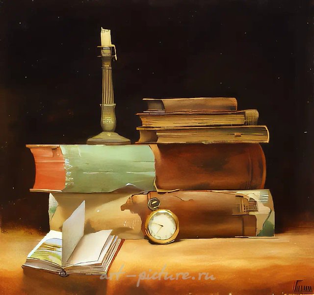旧书，1990年，布面油画，60x70厘米。私人收藏，德国慕尼黑。