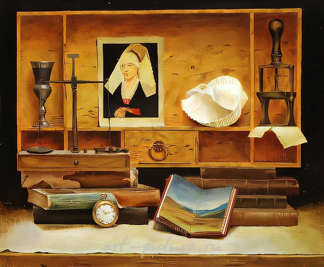 贝壳静物，1990年，布面油画，40x50厘米。私人收藏，莫斯科