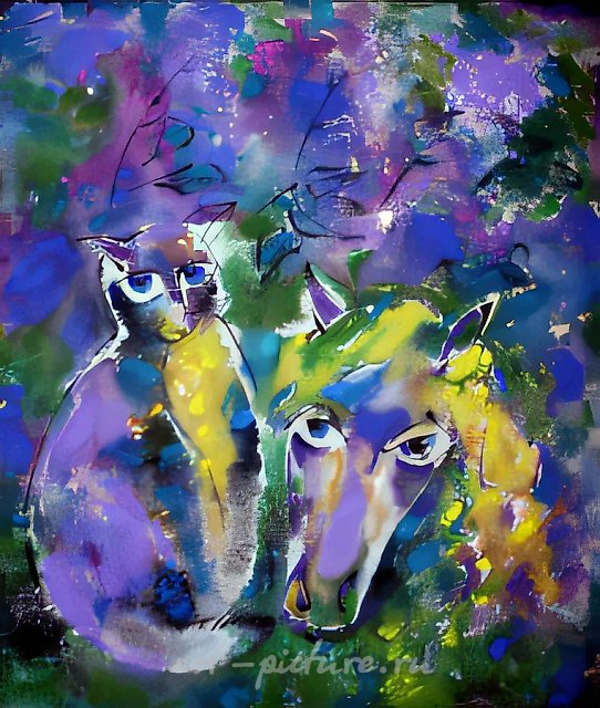 Сиреневая лошадь, 1996, текстильная бумага, акрил, 96x70. Собственность автора, $500