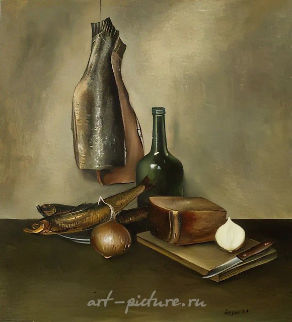 Натюрморт с балыком, 1978, картон, масло, 62,5 х 60