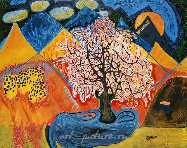 Вишня весной, 1996,  холст, масло,  80 х 100