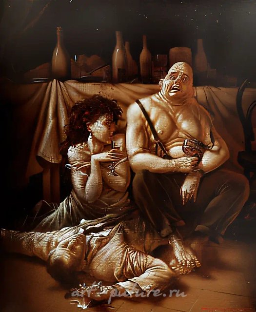 醉酒，1994年，布面油画，120×100，《伏特加》杂志收藏，俄罗斯