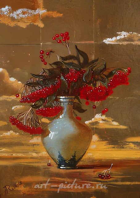 Рябина, 1992, холст, золото, масло, 40 х 30