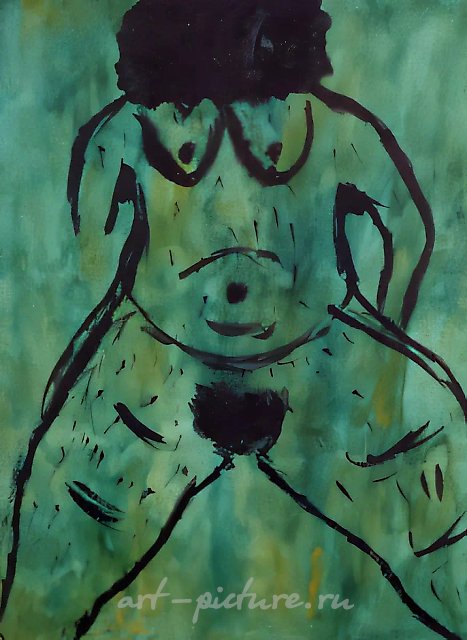 Наказанная мастурбаторша, 1996, бумага, акварель, 30х40 Частная коллекция