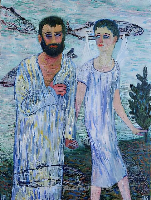 Товия и Ангел., 1996, холст, масло, 130 х 90