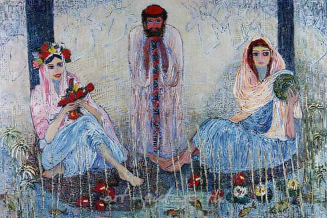 Дочери Лавана, 1997, холст, масло, 100 х 150