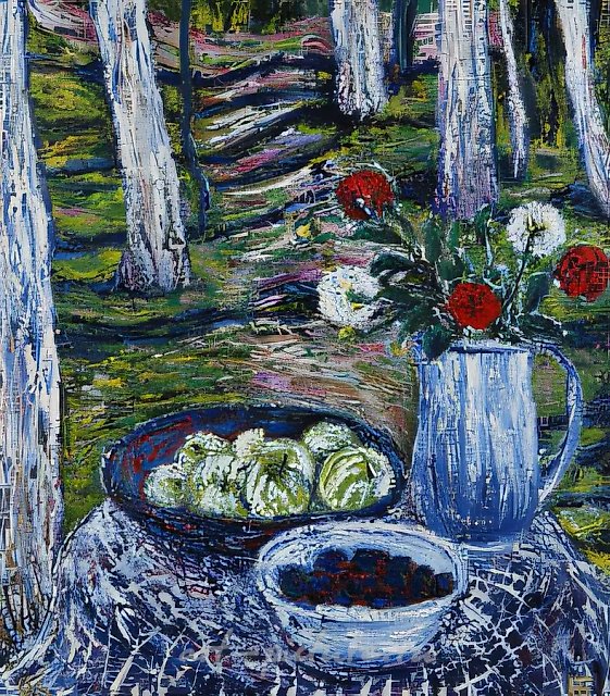 Среди стволов., 1996, холст ,масло, 80 х 70