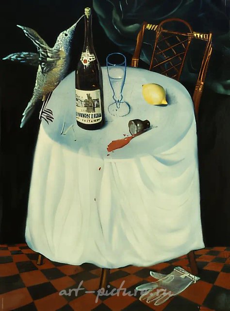 静物与鸟，1994年，油画布，80 x 60