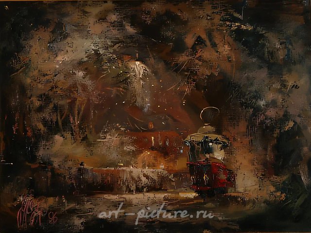 . Последний трамвай., 1996, холст, масло, 60 х 80
