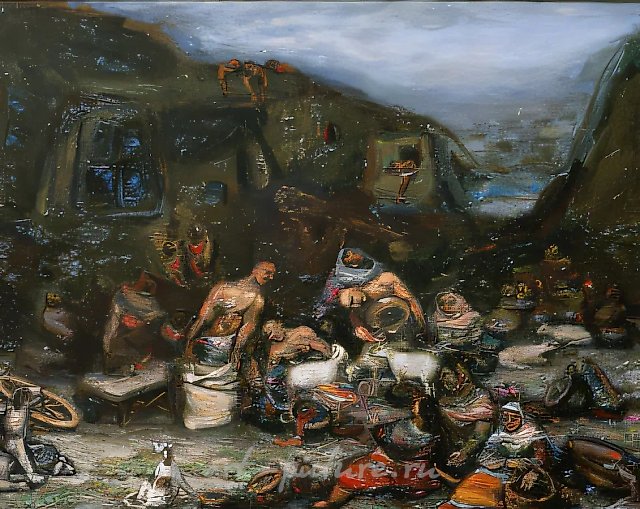 Переселенцы.
( 2 вариант), 1997,  холст, масло,  80 х 100