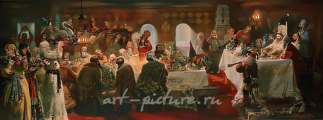 Ivan the Terrible`s Feast in Alexandrova Sloboda, 1994, oil on canvas, 150x402
