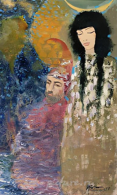 Словно дождик, шепни:"Доброй ночи", 1997, бумага, акрил, золотистая пленка, 52 х 32.5
