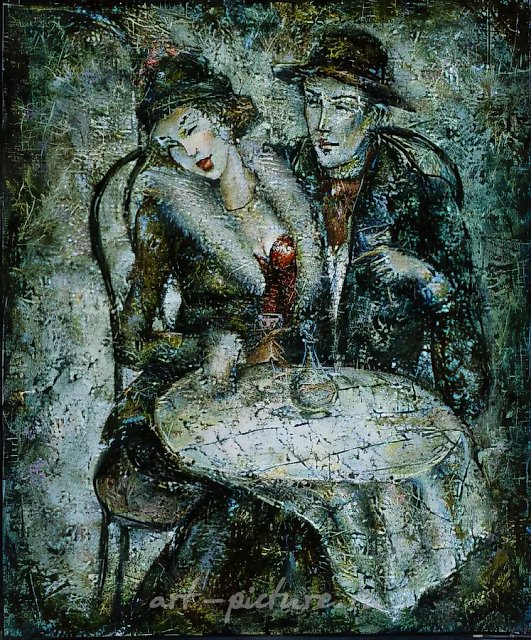 Meeting., 1997, oil on canvas, 75 х 60