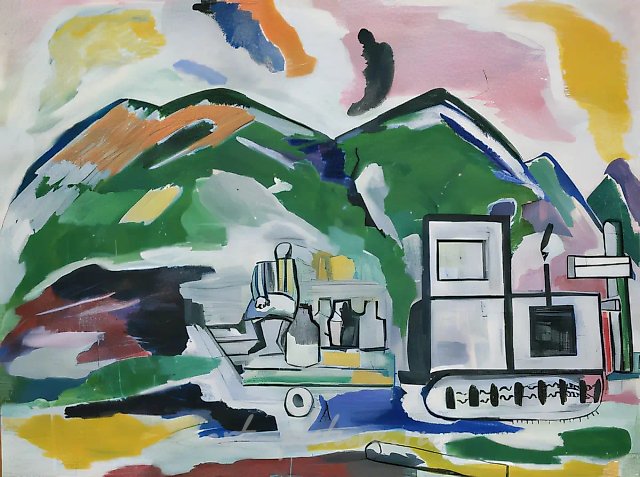 Зеленые горы, 1962, холст, темпера, 90x120