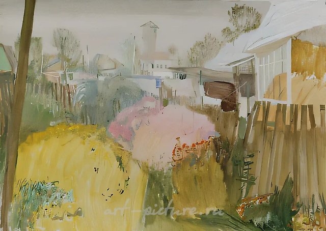 Дачи, 1997, бумага, темпера, 50x71