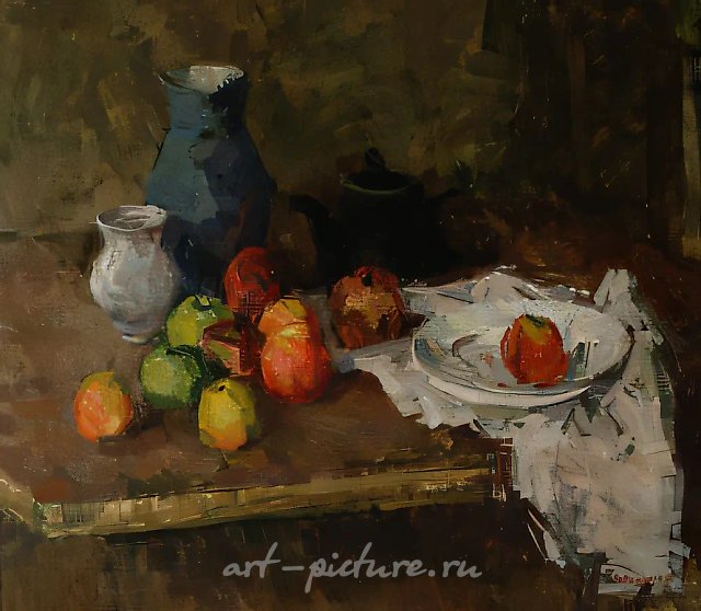 Яблоки на столе, 1988, холст, масло, 69х79