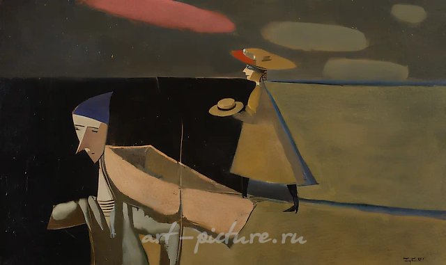 Пиноккио и вечер, 1997, холст, масло, акрил, 50х30
