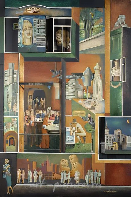 Большая тусовка., 1975, смешанная техника, левкас, рельеф, 178 х 120