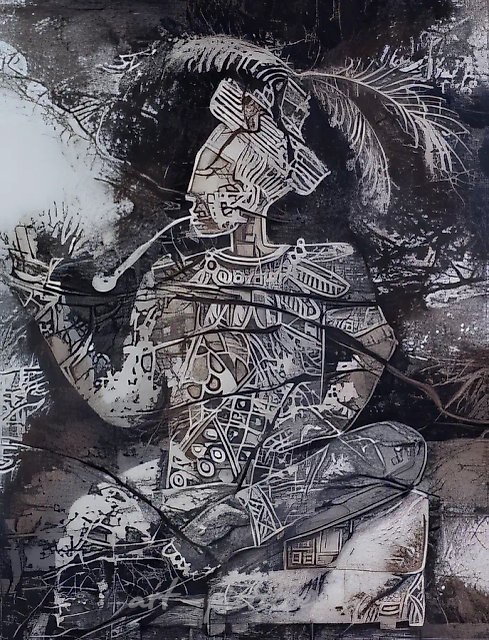 Табак из серии «Майя»., 1997, цветной офорт, открытое травление, акватинта,
, 32,5х25