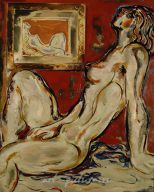 Модель и картина, 1976, картон, масло, 105х86