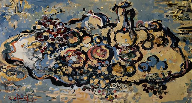 Осенний натюрморт.	, 1997, холст, масло, 47 х 86