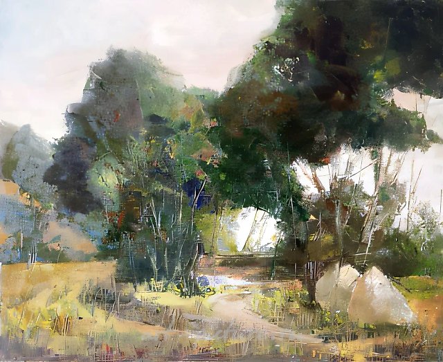 At the spring., 1995, canvas, oil, 100x100, $12.000,