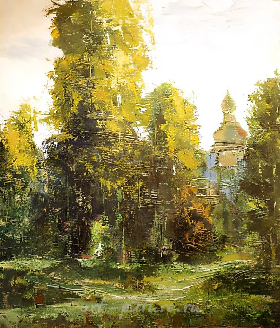 Morning in Siadniovo. Chernigov., 1991, canvas, oil, 60x75