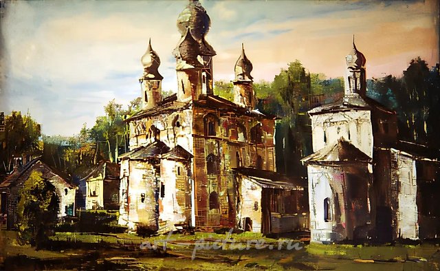 Zelenetsky Cloister., 1992, canvas, oil, 70x105