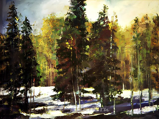 First snow., 1995, canvas, oil, 87x142