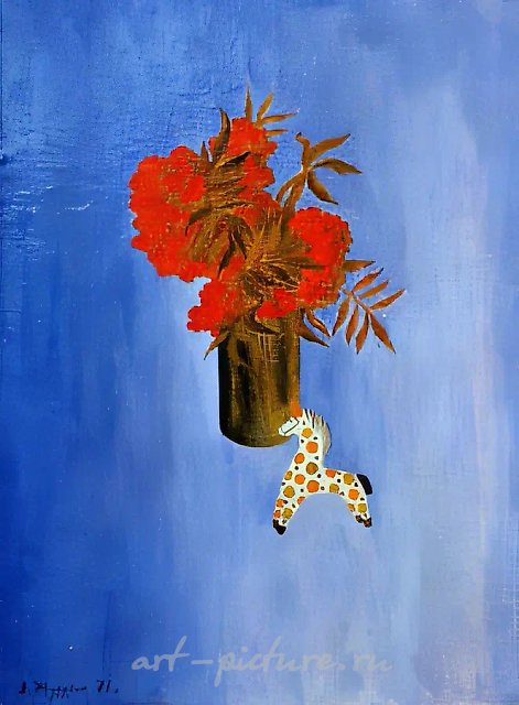Натюрморт с птицей, 1966, оргалит, масло, 80x60. Музей-заповедник в Сергиевом Посаде