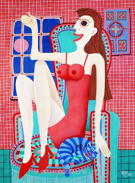 Дама в красном, 1997, холст, масло, 45x32. Собственность автора