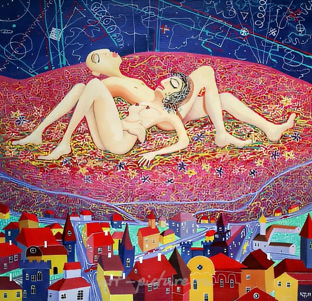 На красивом холме, 1994, холст, масло, 70x70. Частная коллекция, Франция