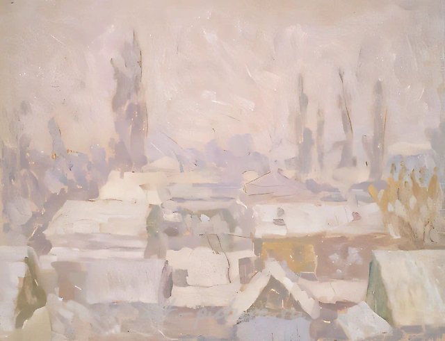 冬日银色，1994年，纸板，油画，39 x 50厘米