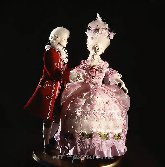 Mazurka. Artist`s dolls in historical costumes of the mid-18th century, textile, faience, height 35